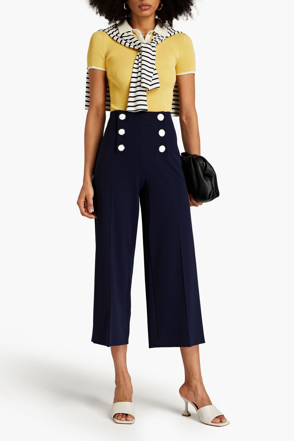 BOUTIQUE MOSCHINO Cropped crepe wide-leg pants