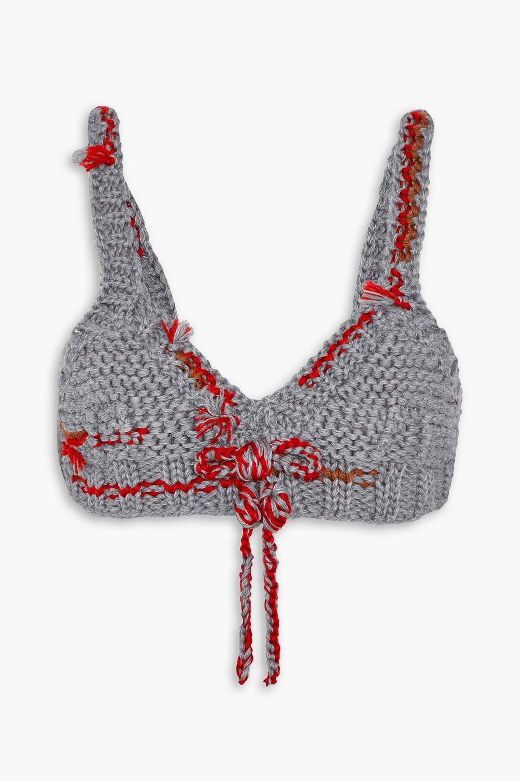 PRADA Bow-embellished wool bra top