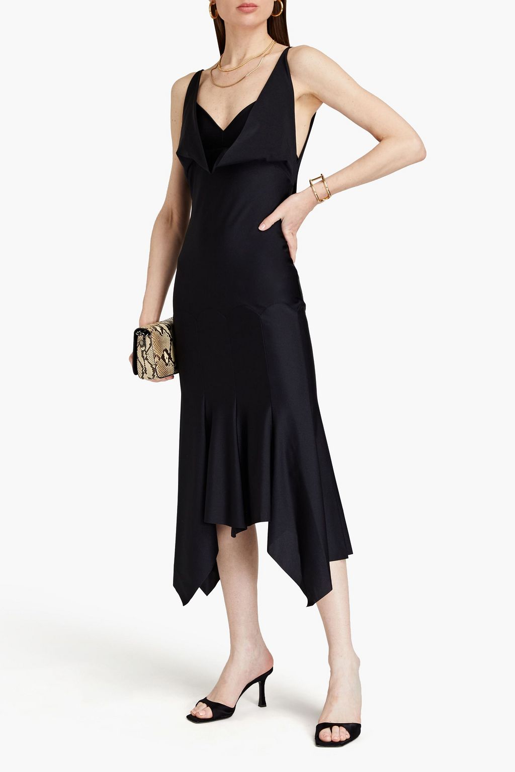 PHILOSOPHY DI LORENZO SERAFINI Draped stretch-jersey slip dress