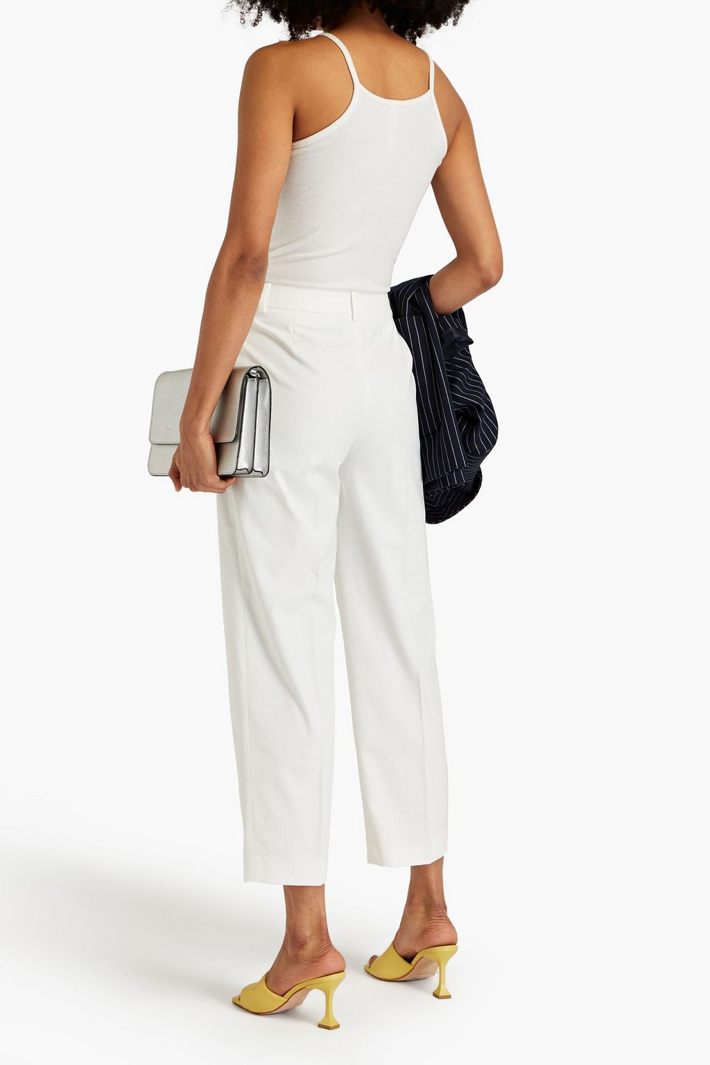 BOUTIQUE MOSCHINO Cotton-blend piqué tapered pants