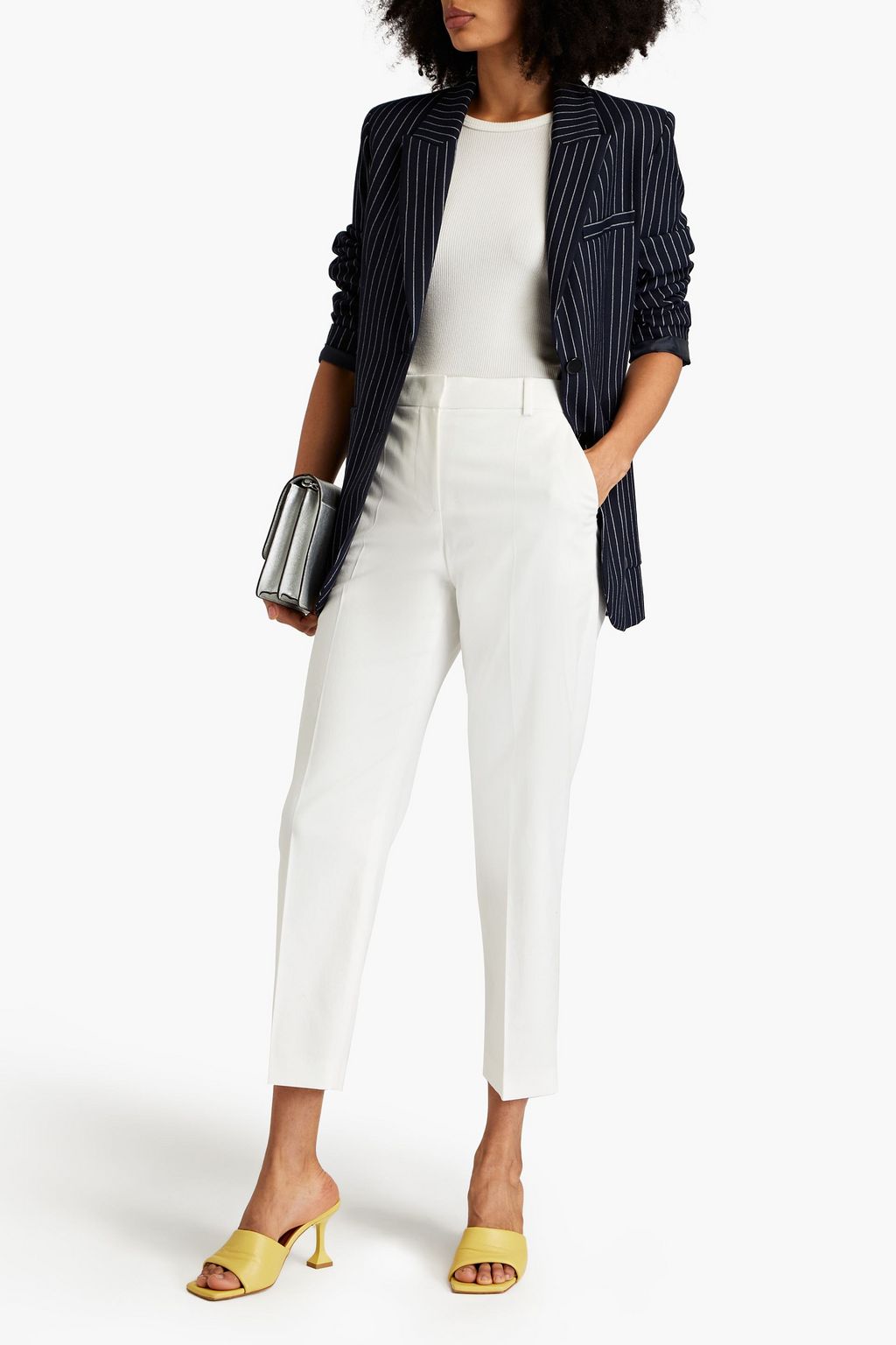 BOUTIQUE MOSCHINO Cotton-blend piqué tapered pants