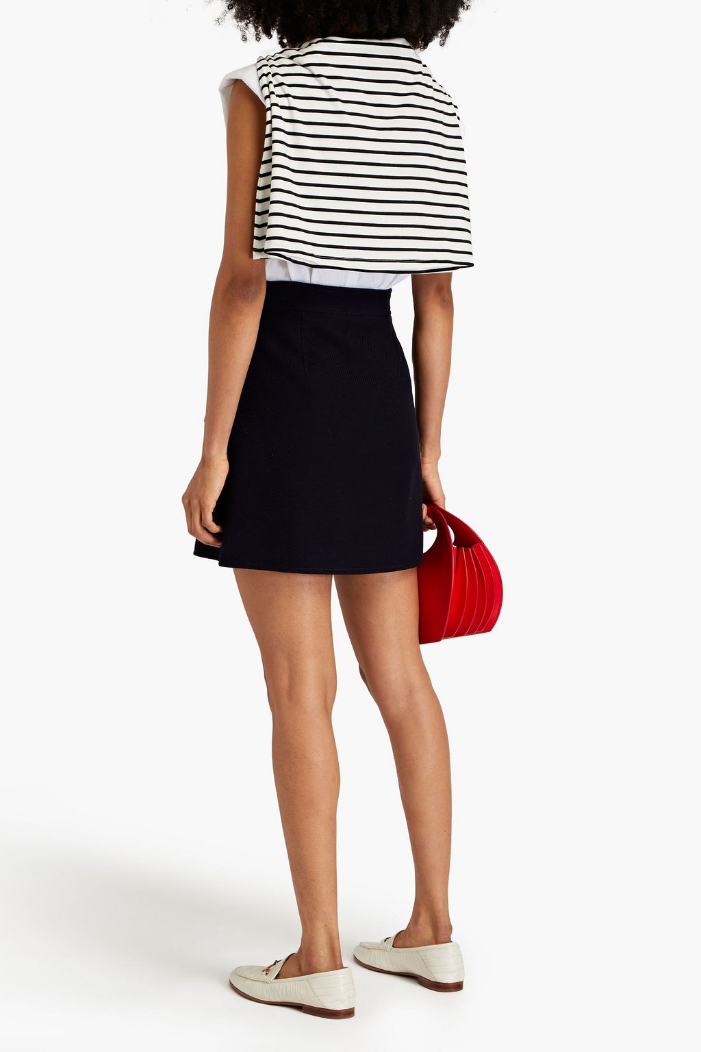 BOUTIQUE MOSCHINO Two-tone cotton-tweed mini skirt