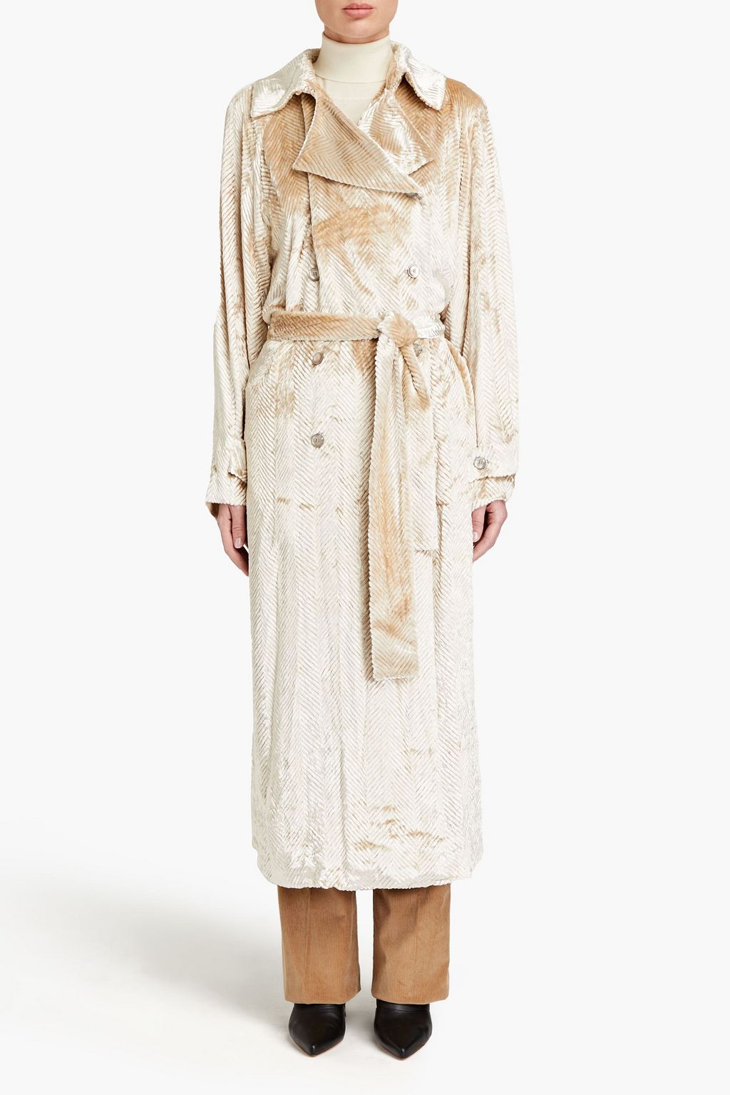 GABRIELA HEARST Cabot belted devoré-velvet coat