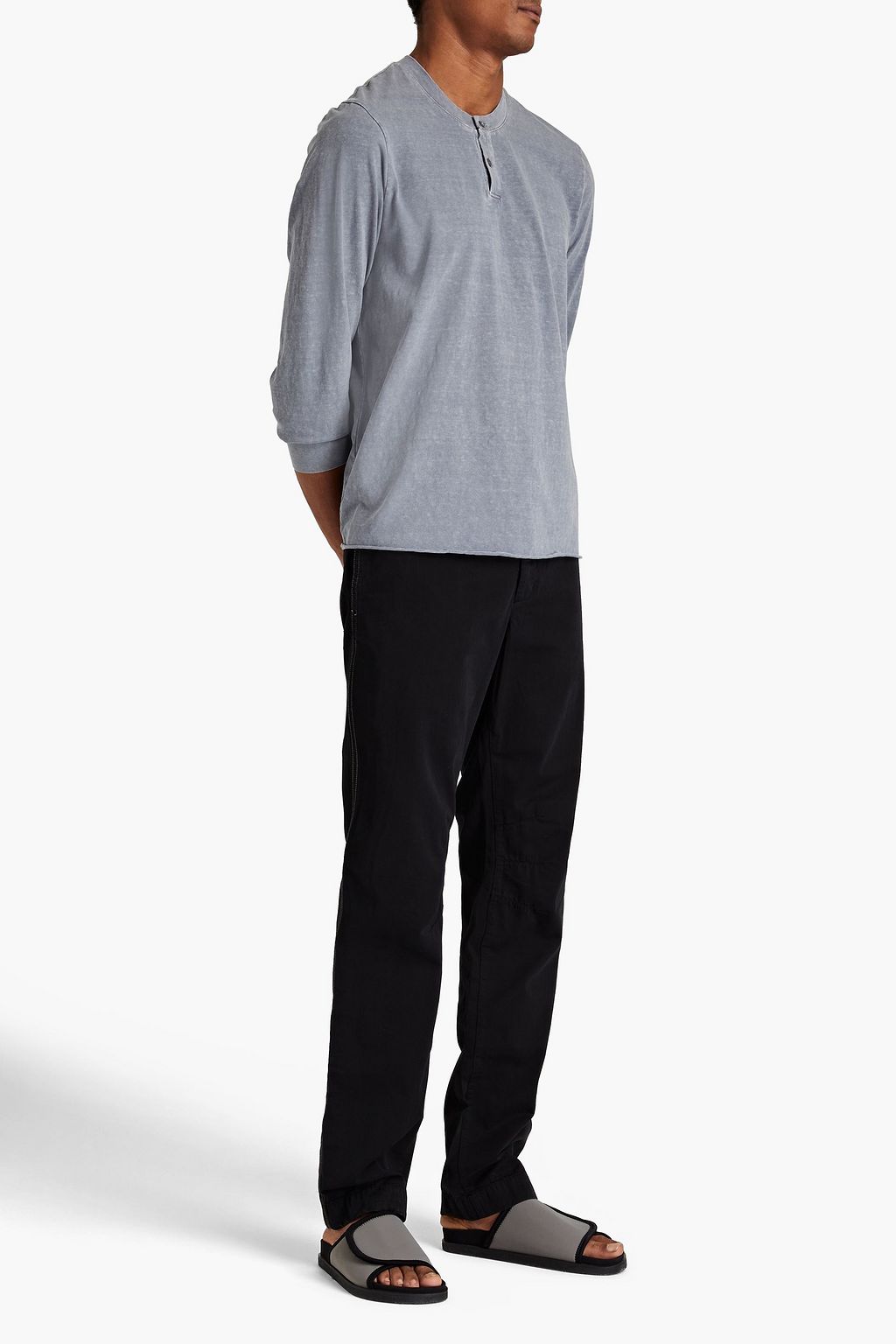 JAMES PERSE Cotton-jersey Henley T-shirt