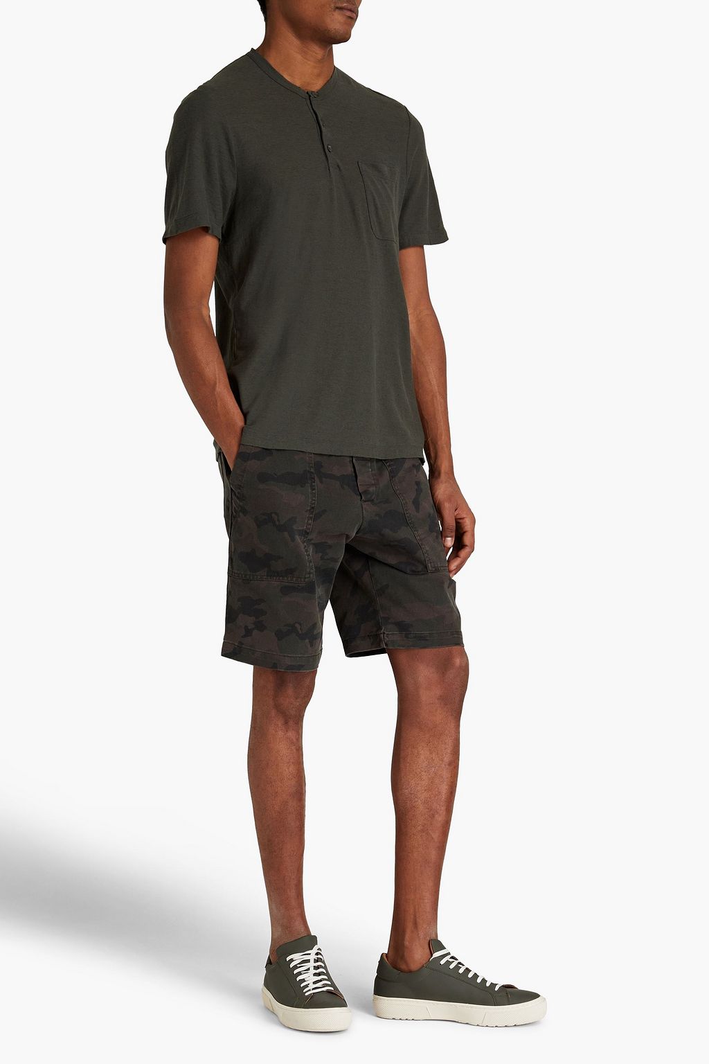 JAMES PERSE Slub cotton and linen-blend Henley T-shirt