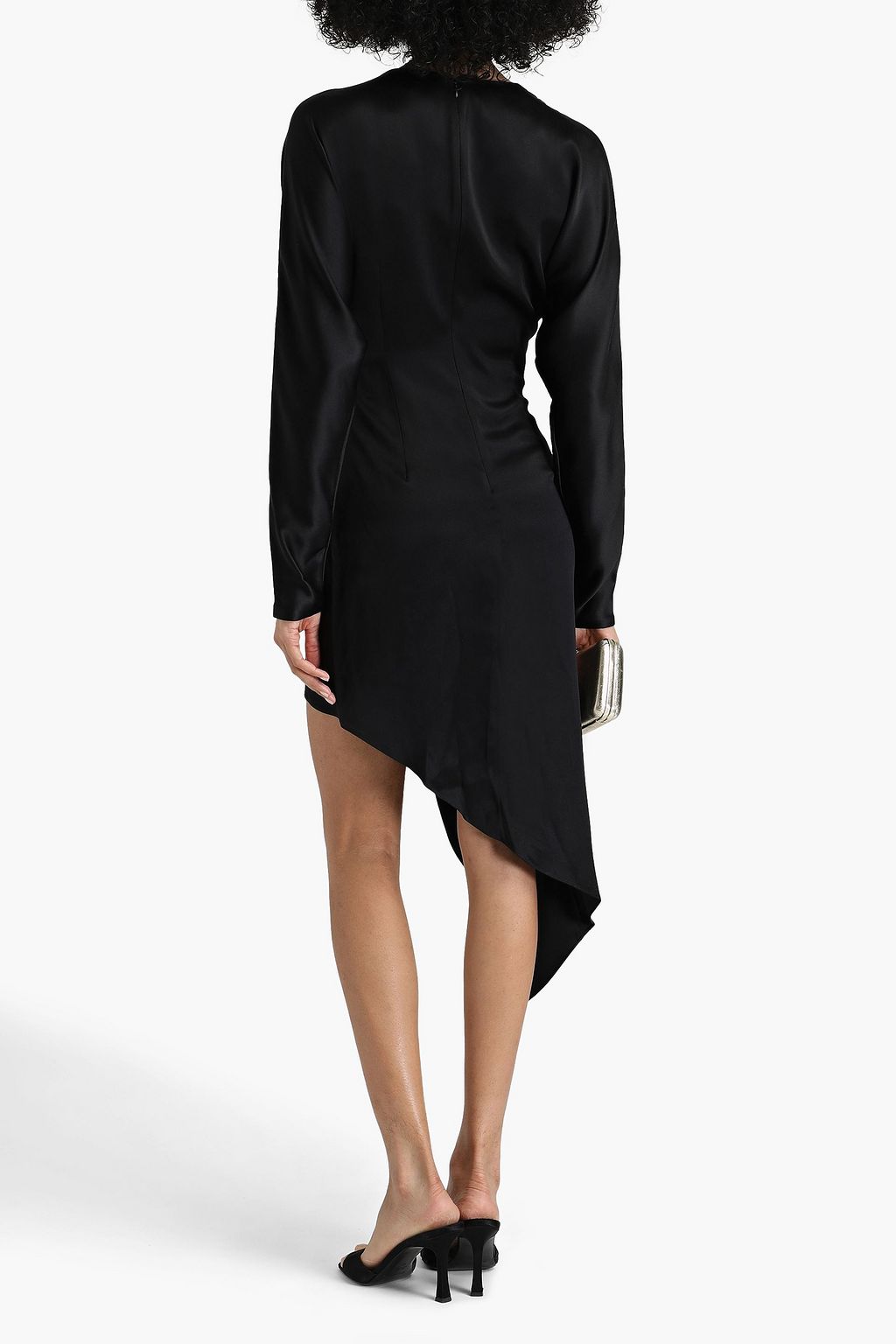 CUSHNIE 비대칭 트위스트 프런트 실크 새틴 드레스