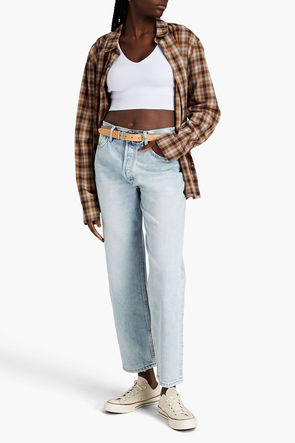 RE/DONE 90s distressed high-rise straight-leg jeans