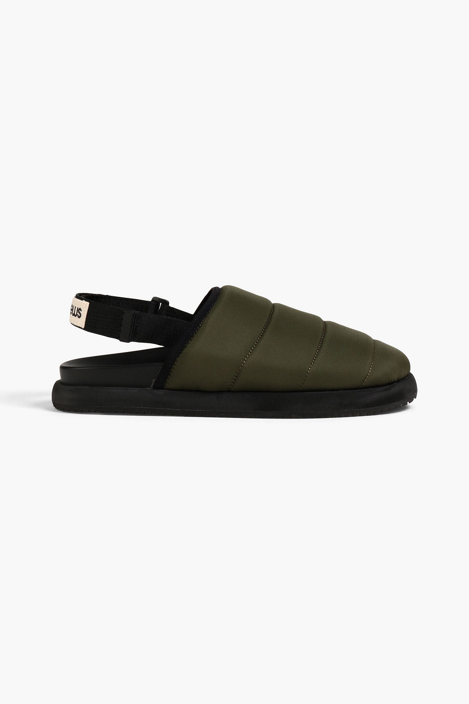 Shop Good News Namer Quilted Padded Shell Slingback Slippers In Army Green