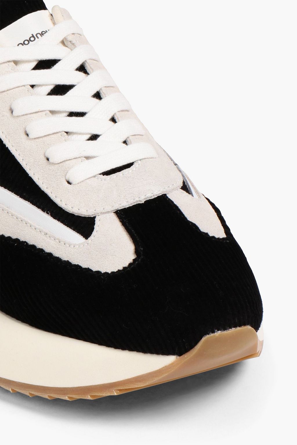 GOOD NEWS Kook leather-trimmed corduroy sneakers
