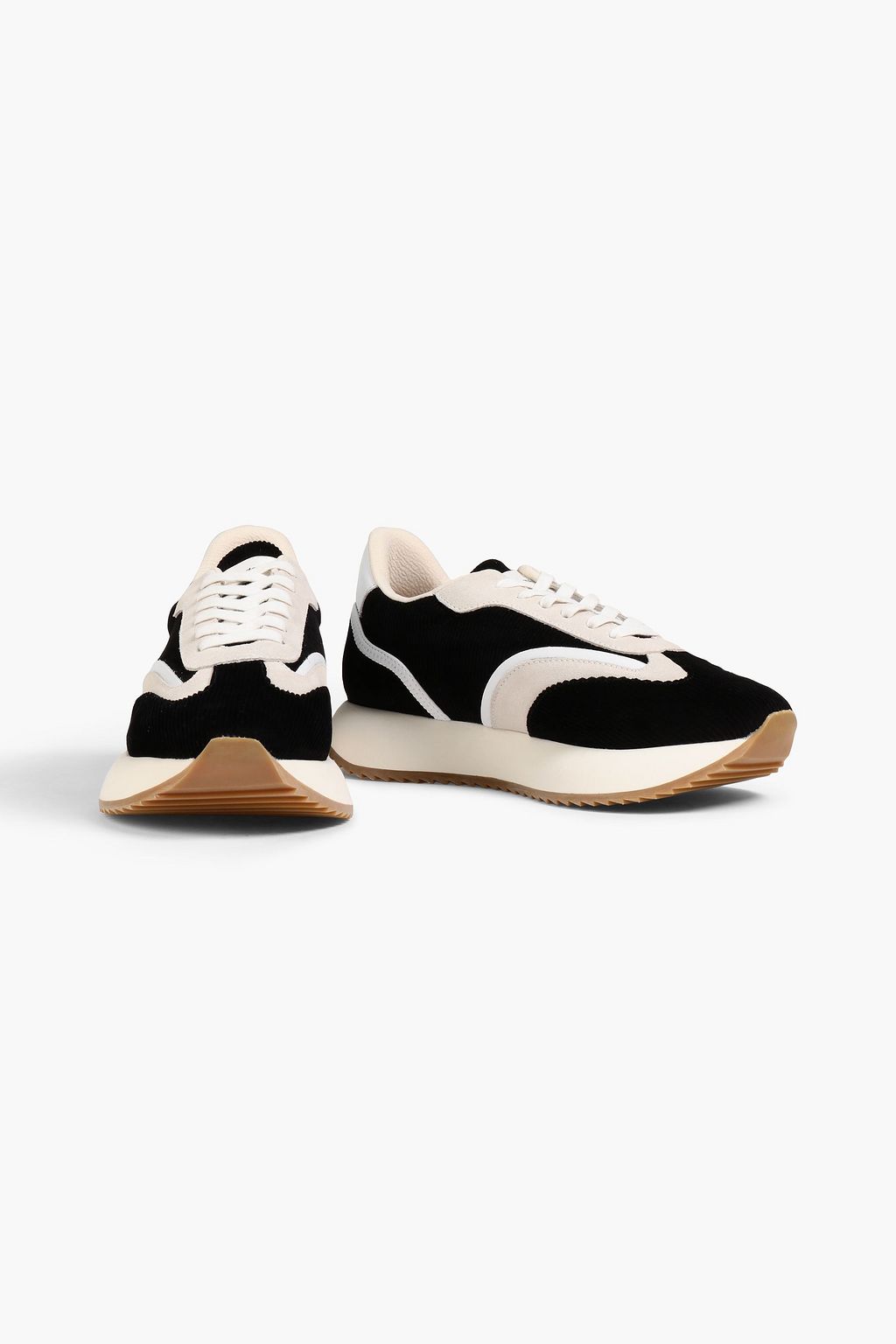 GOOD NEWS Kook leather-trimmed corduroy sneakers
