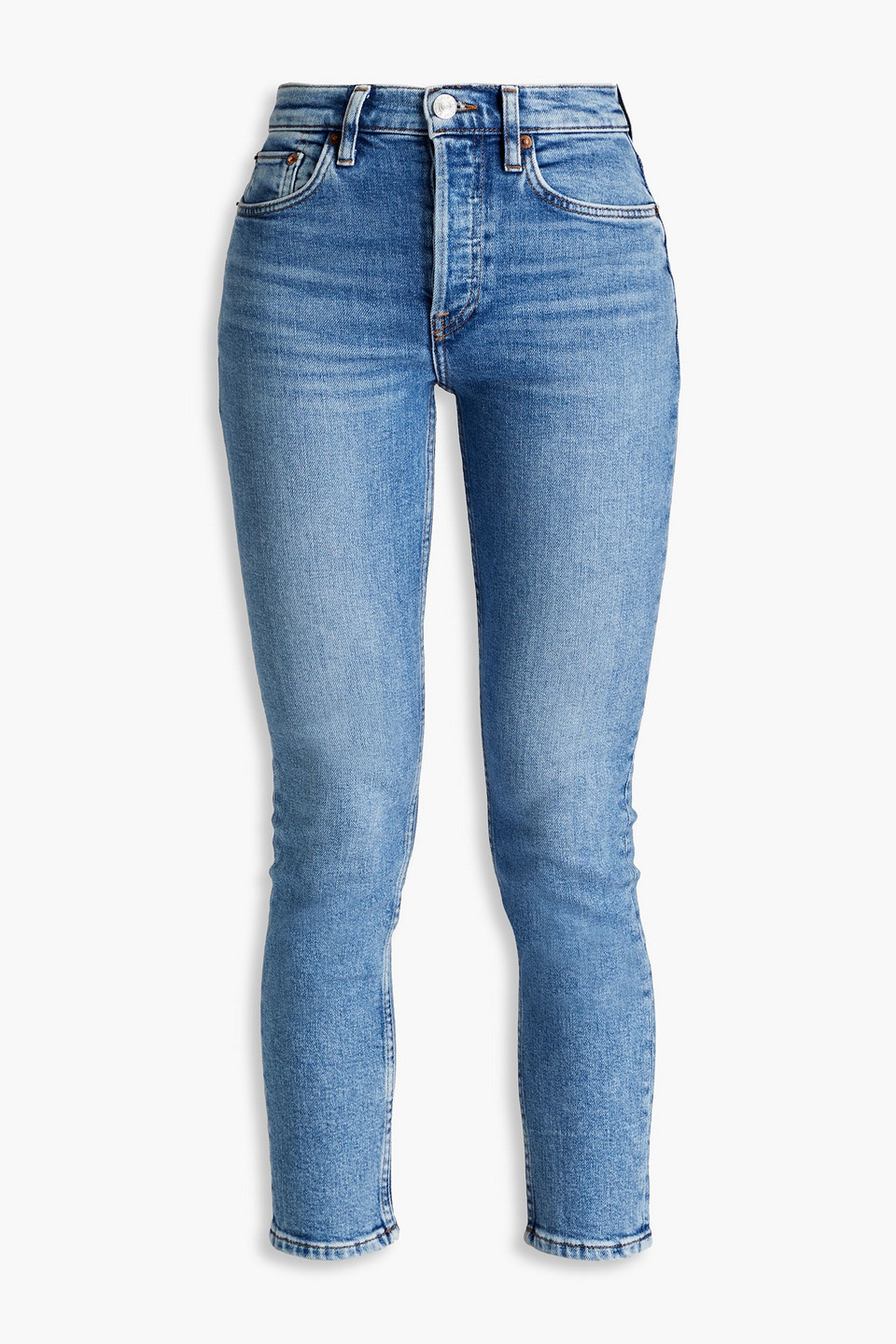 Re/done 90s Cropped High-rise Skinny Jeans In Light Denim