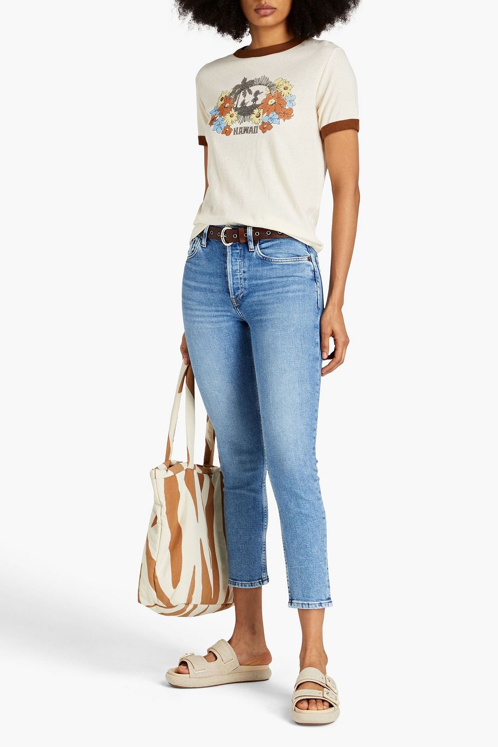 RE/DONE 90s hoch sitzende Cropped Jeans mit schmalem Bein in ausgewaschener Optik