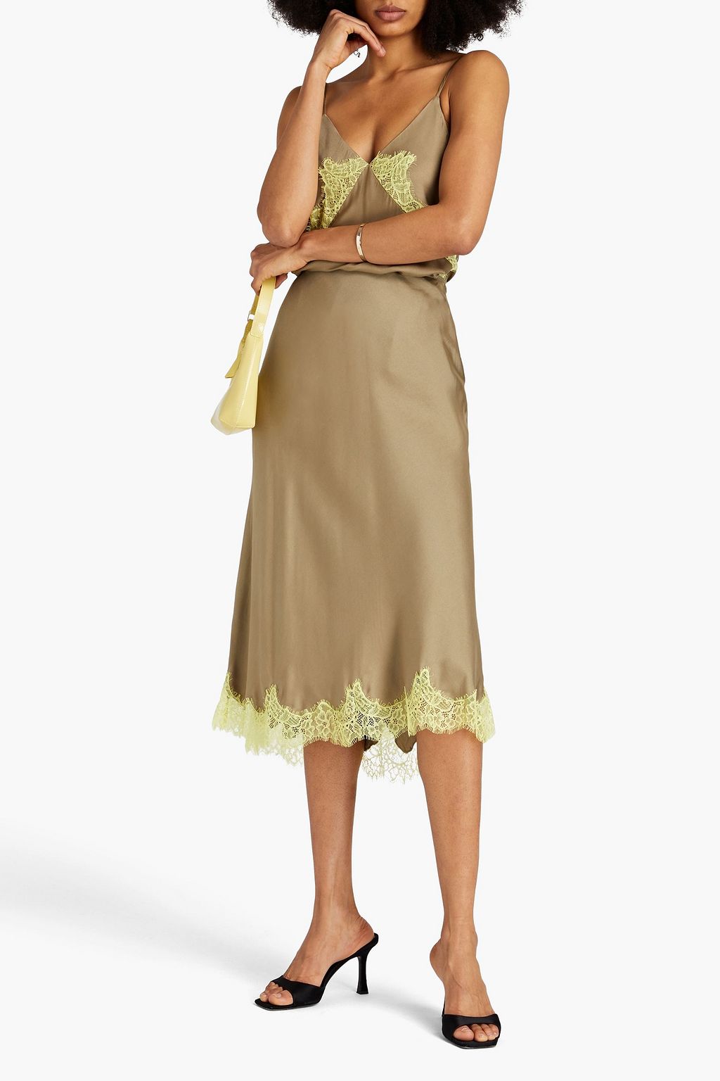RAG & BONE Logan lace-trimmed silk-blend charmeuse camisole
