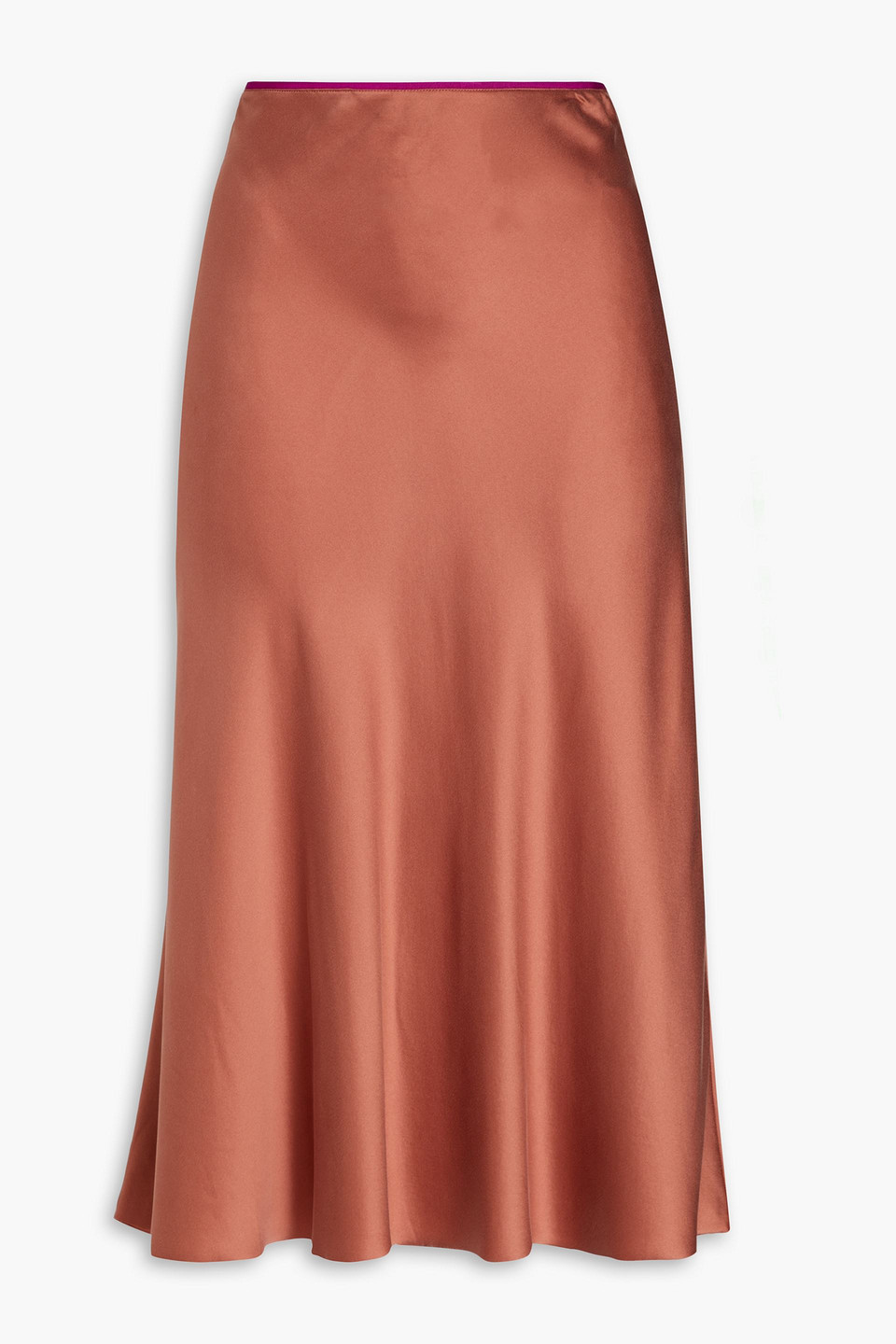 Rag & Bone Jaci Silk-satin Midi Skirt In Antique Rose