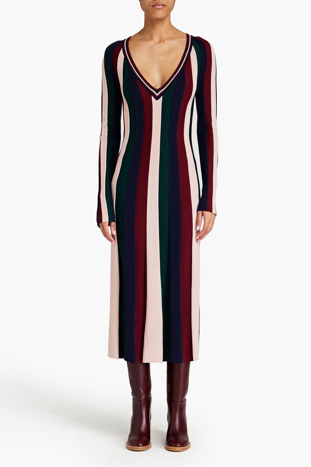 GABRIELA HEARST ウール ミディワンピース ストライプ