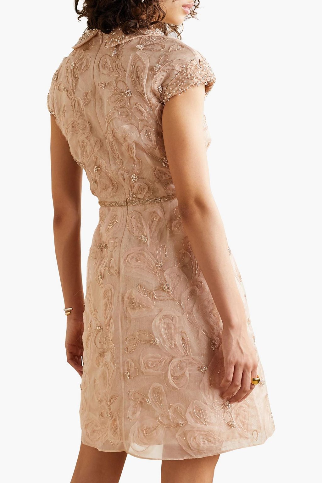 MARCHESA 장식 디테일 실크 조젯 미니 드레스