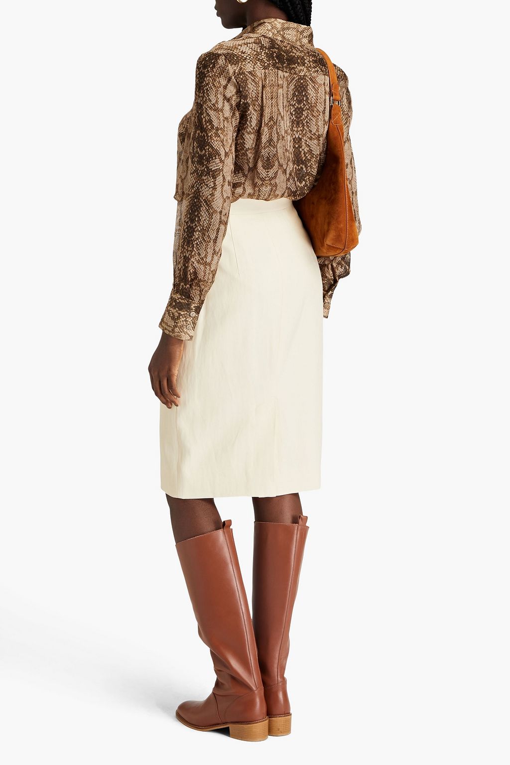 ALBERTA FERRETTI Snake-print silk-chiffon shirt