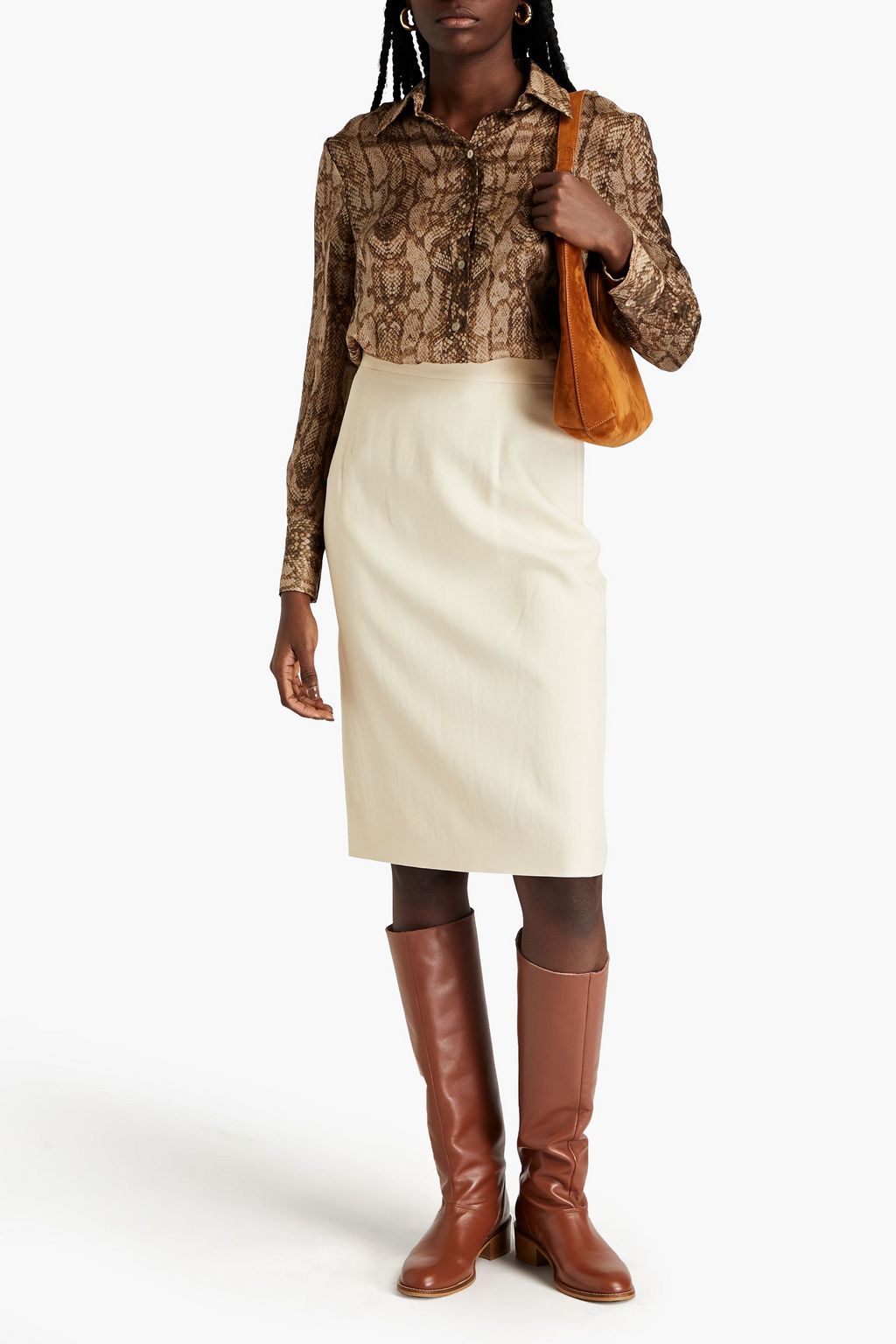 ALBERTA FERRETTI Snake-print silk-chiffon shirt