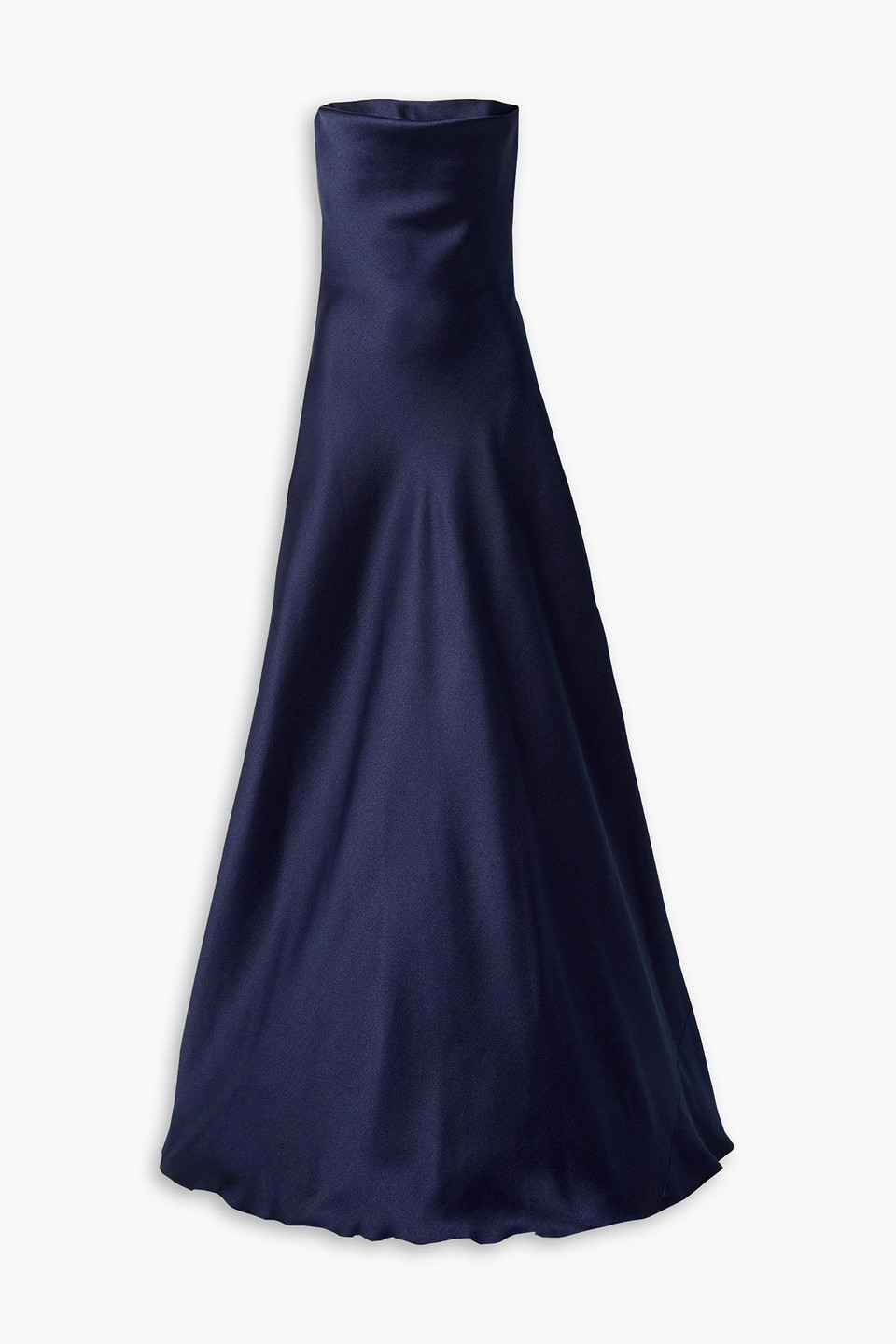 Reem Acra Strapless Mikado-piqué Gown In Navy