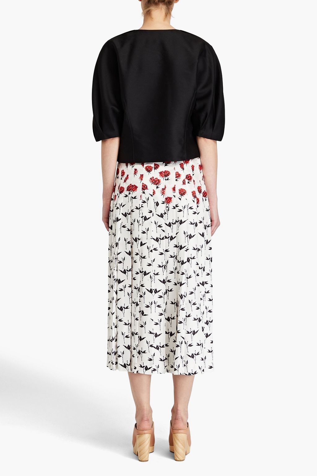 GABRIELA HEARST Pleated floral-print silk-satin midi skirt