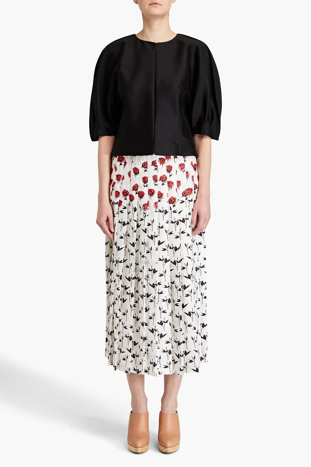GABRIELA HEARST Pleated floral-print silk-satin midi skirt
