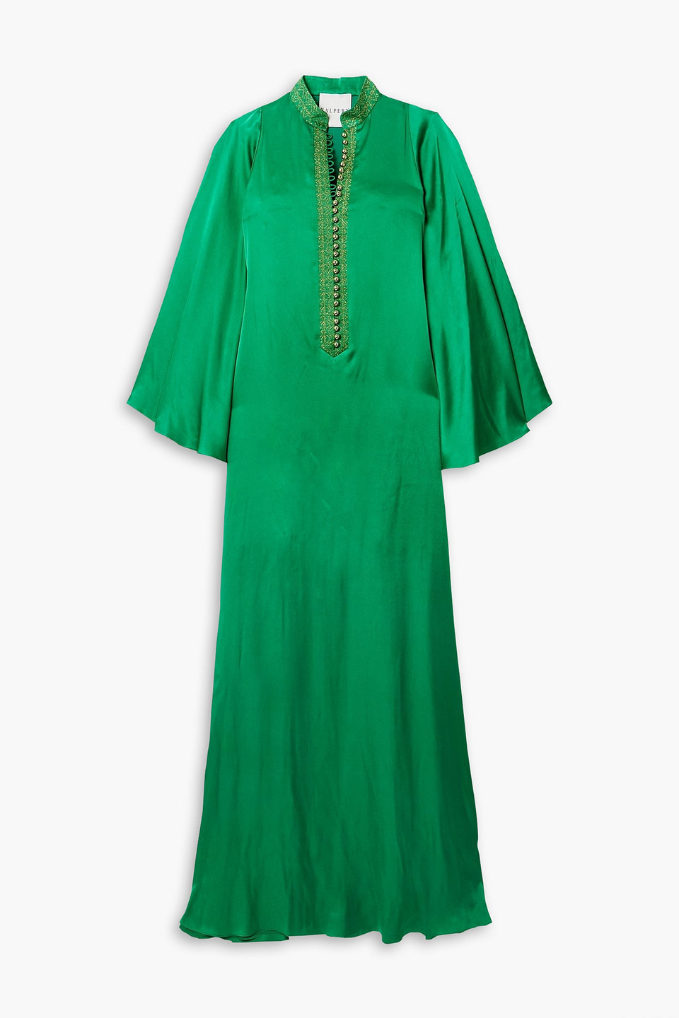 Halpern Embroidered satin maxi dress