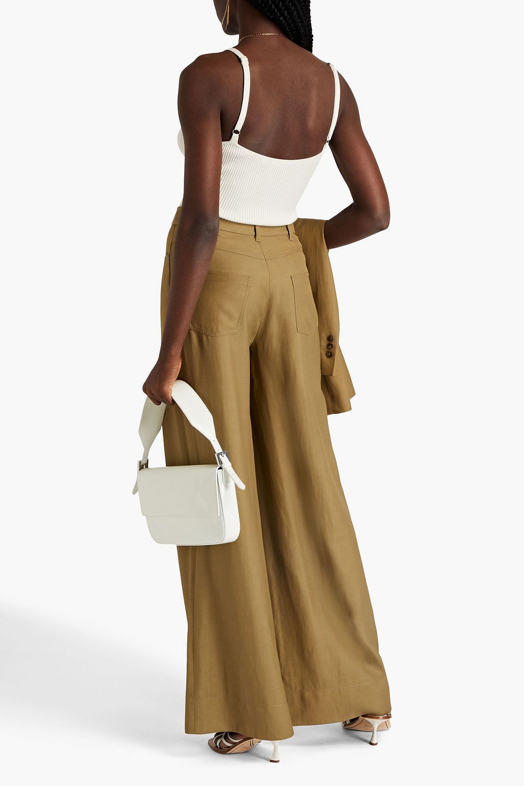 ALBERTA FERRETTI 새틴 트윌 와이드 레그 팬츠