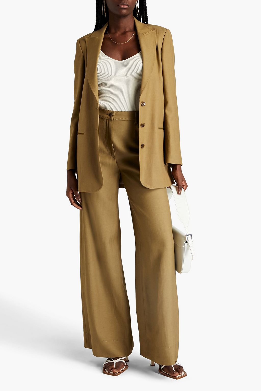 ALBERTA FERRETTI 새틴 트윌 와이드 레그 팬츠