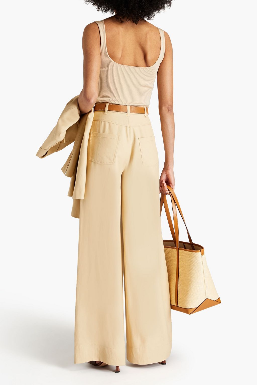 ALBERTA FERRETTI Satin-twill wide-leg pants