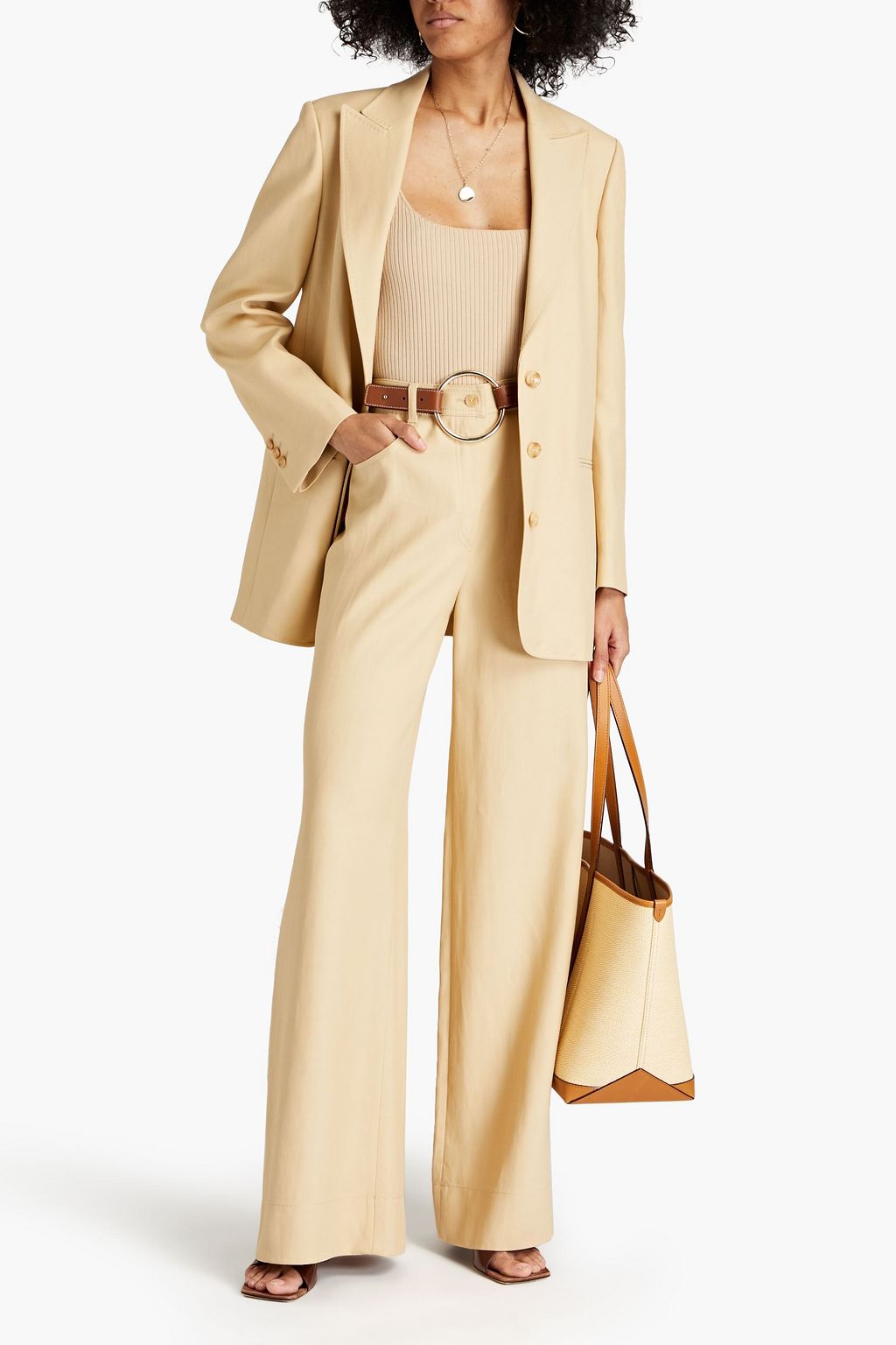 ALBERTA FERRETTI Satin-twill wide-leg pants