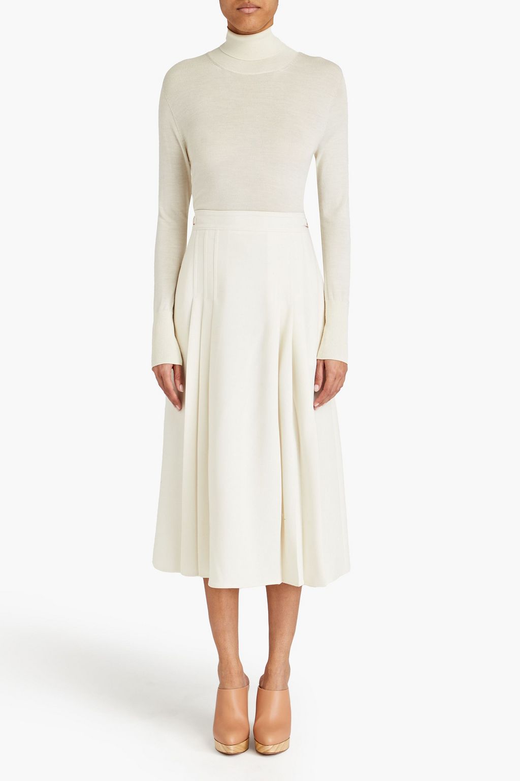 GABRIELA HEARST クレープ ミディスカート タック入り
