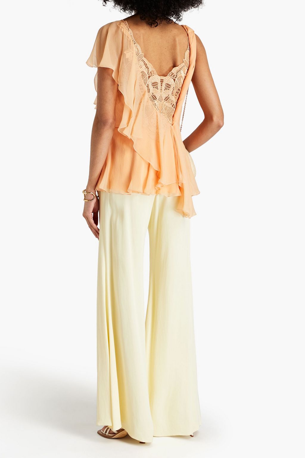 ALBERTA FERRETTI 드레이프 & 러플 장식 실크 조젯 탑