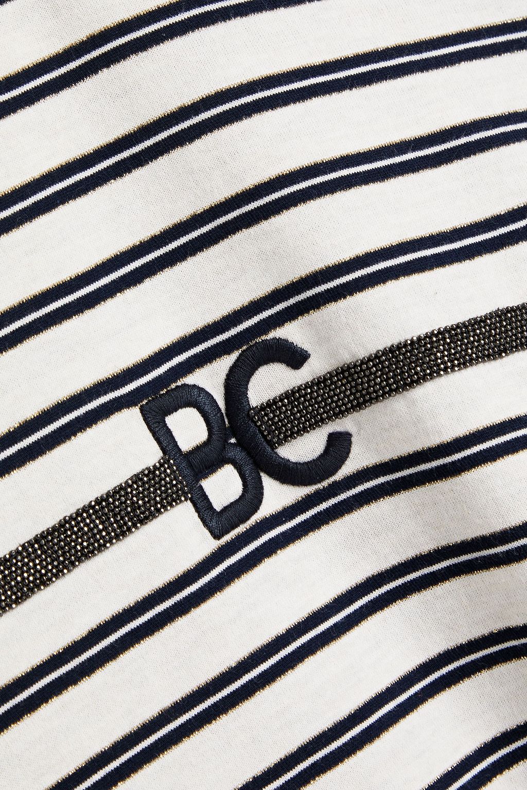 BRUNELLO CUCINELLI Metallic striped cotton-blend jersey T-shirt