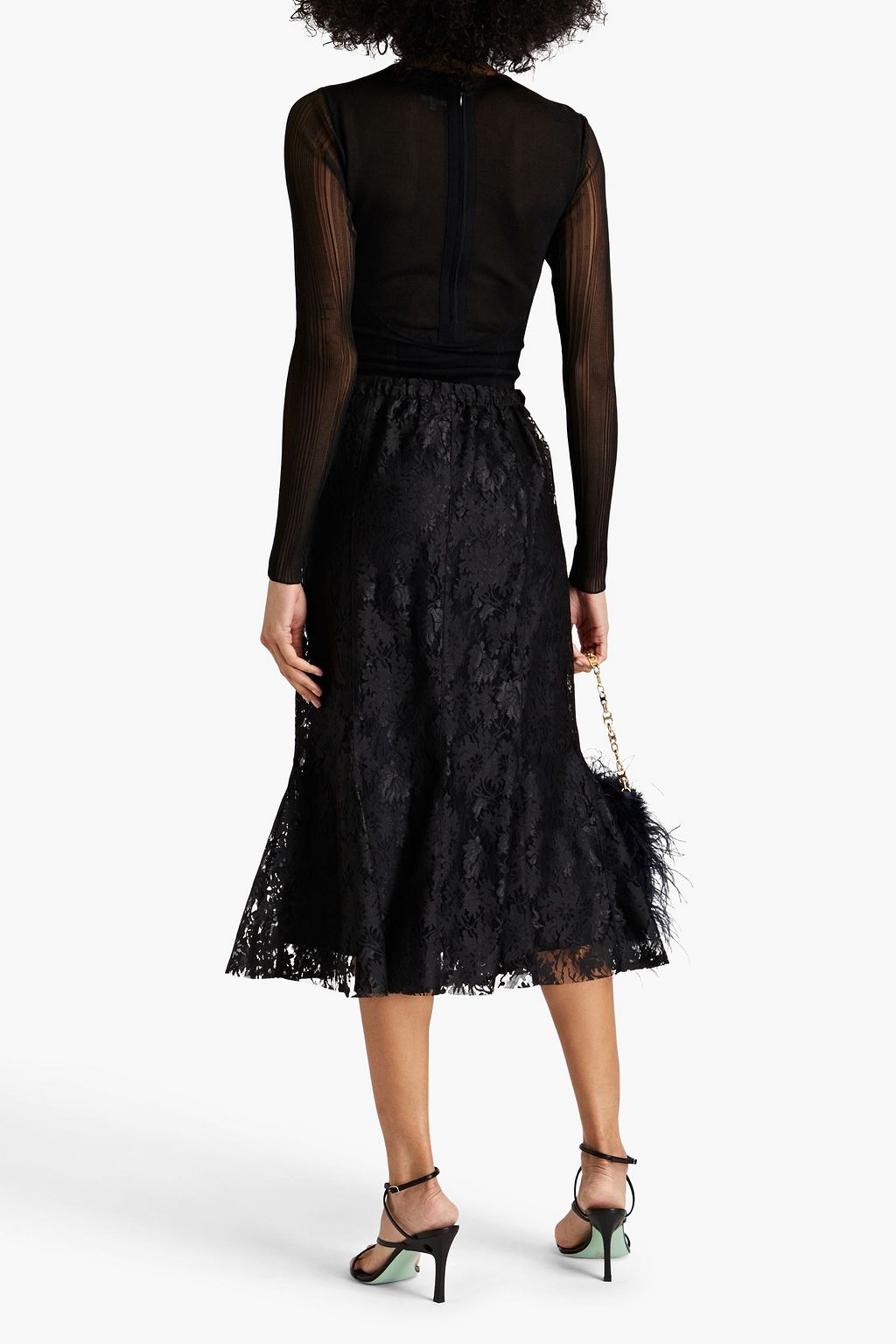 PHILOSOPHY DI LORENZO SERAFINI Fluted leavers lace midi skirt