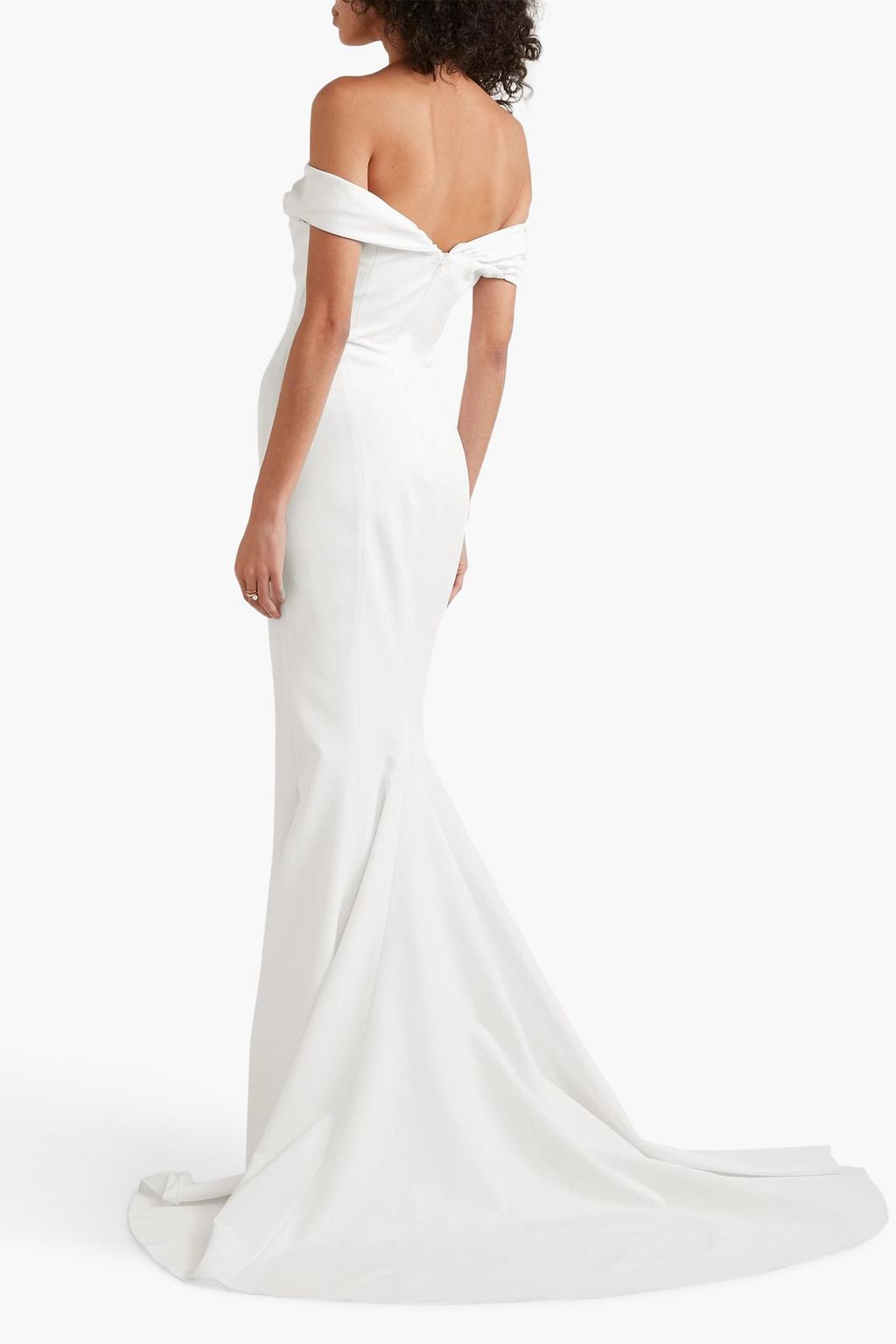 CUSHNIE Off-the-shoulder crepe gown