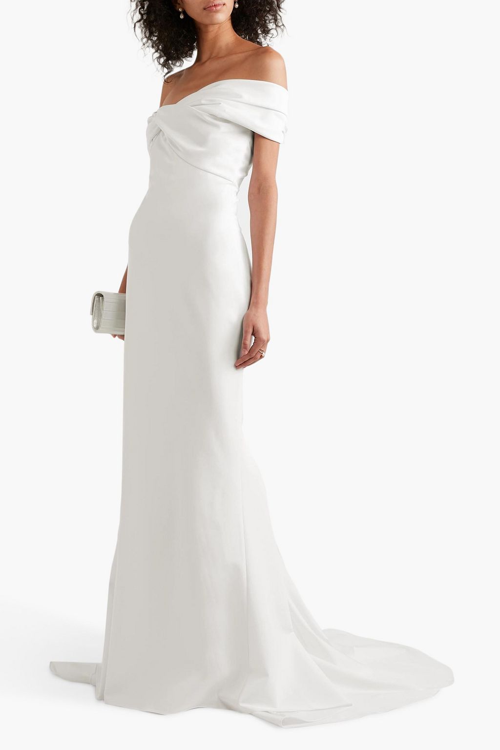 CUSHNIE Off-the-shoulder crepe gown