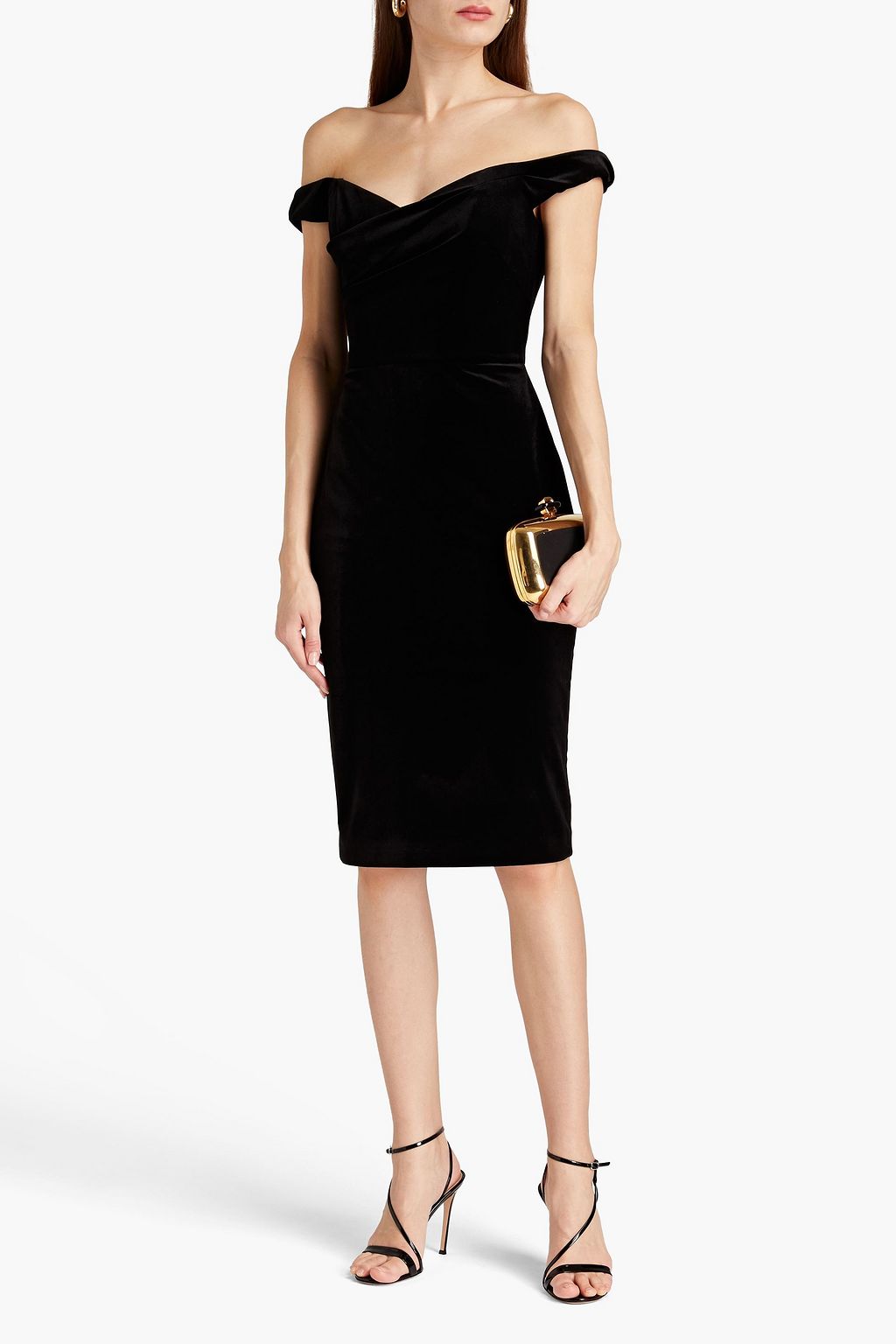 MARCHESA NOTTE Off-the-shoulder chenille dress