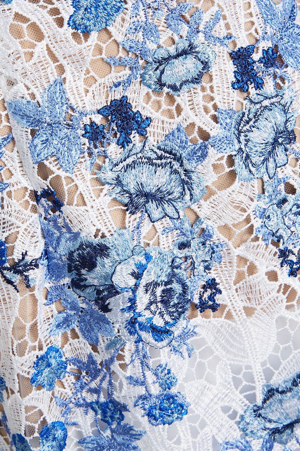 MARCHESA NOTTE Embroidered macramé gown