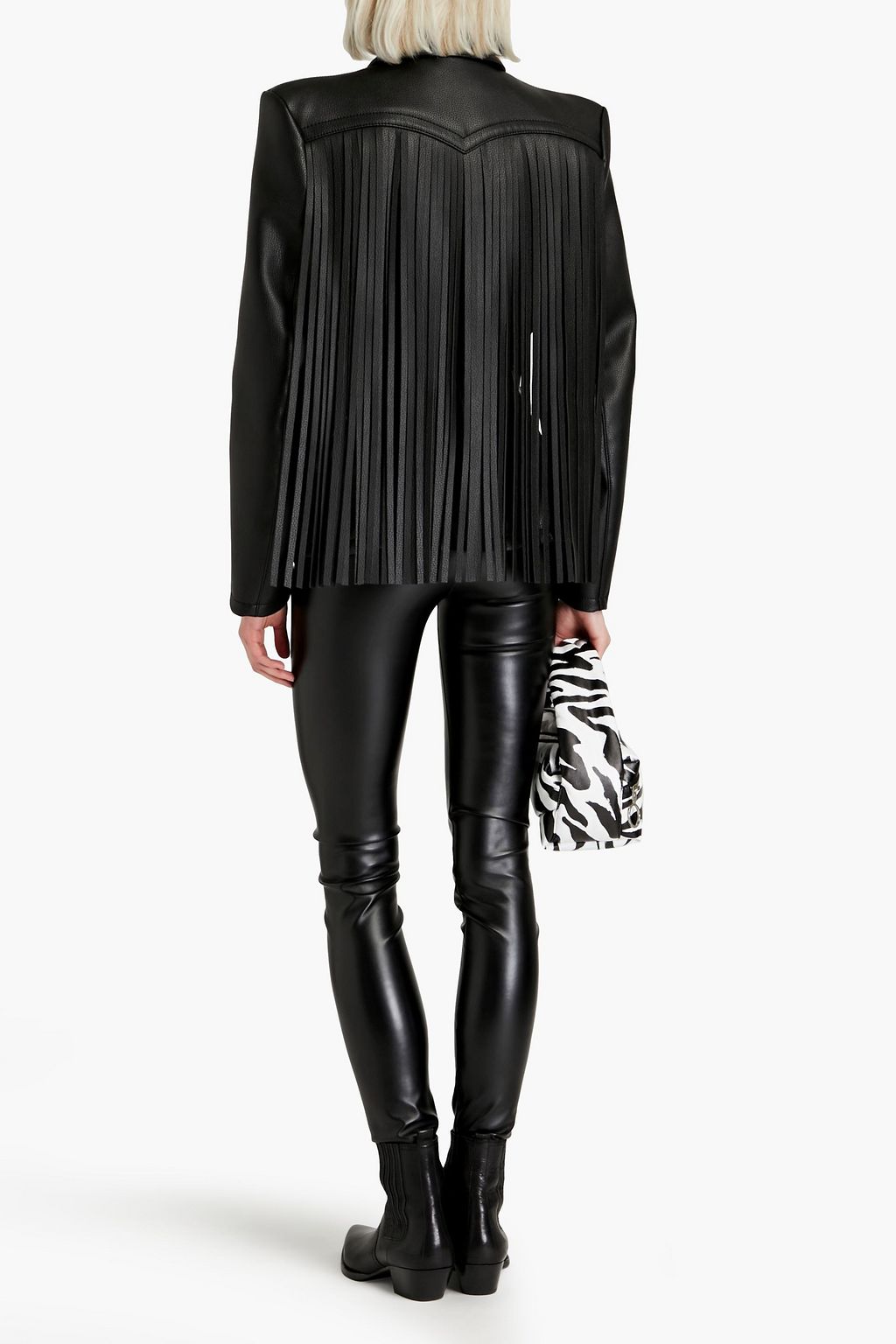 PHILOSOPHY DI LORENZO SERAFINI Fringed faux pebbled-leather jacket