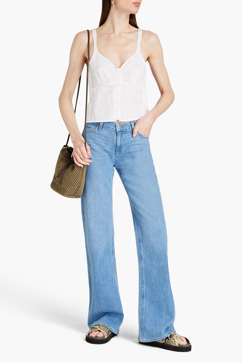 RAG & BONE 핀턱 디테일 브로드리 앙글레즈 탑