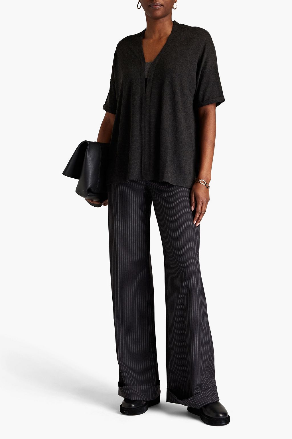 BRUNELLO CUCINELLI Cutout embellished cashmere and silk-blend top