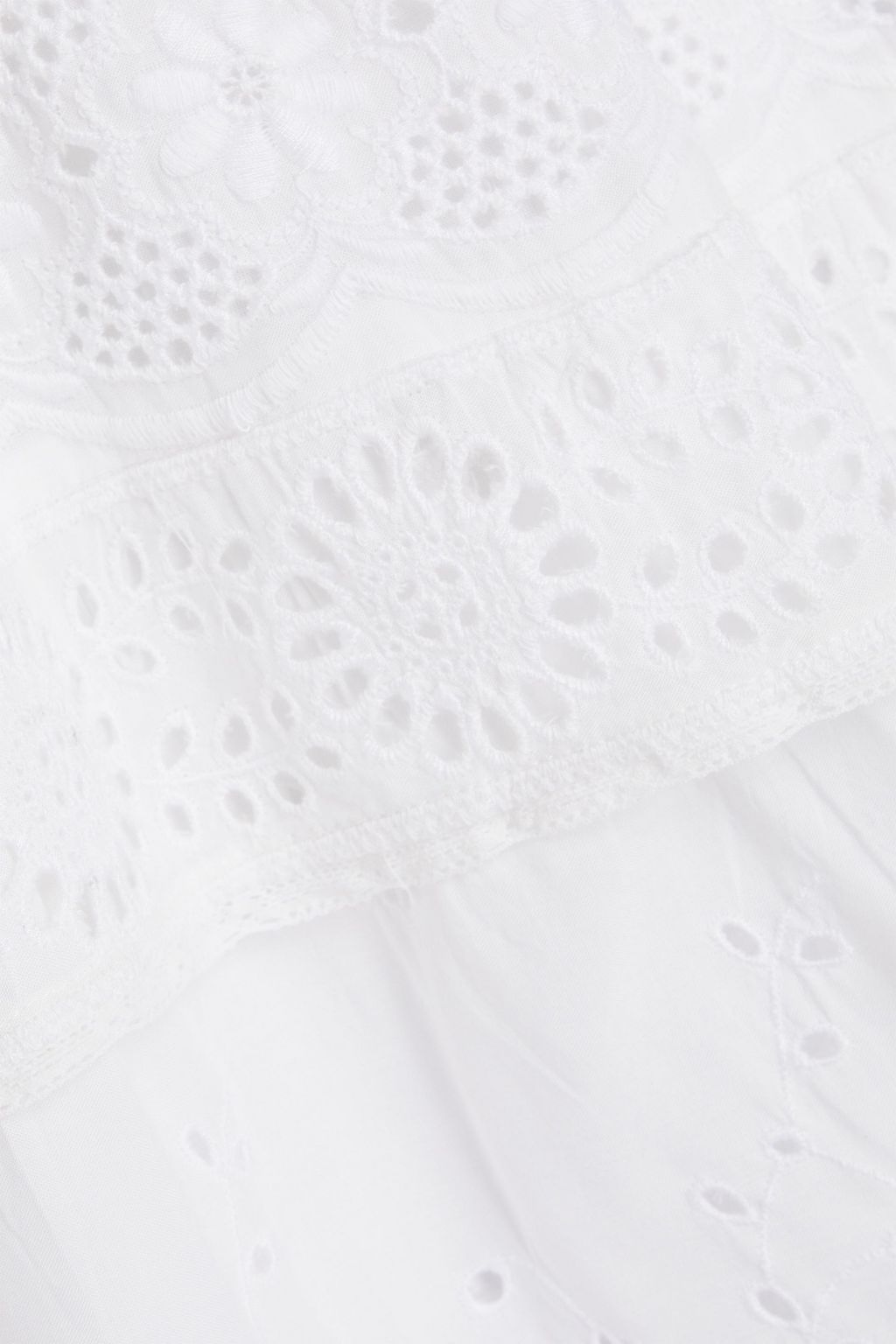 LOVESHACKFANCY Charmaine tiered broderie anglaise cotton mini skirt