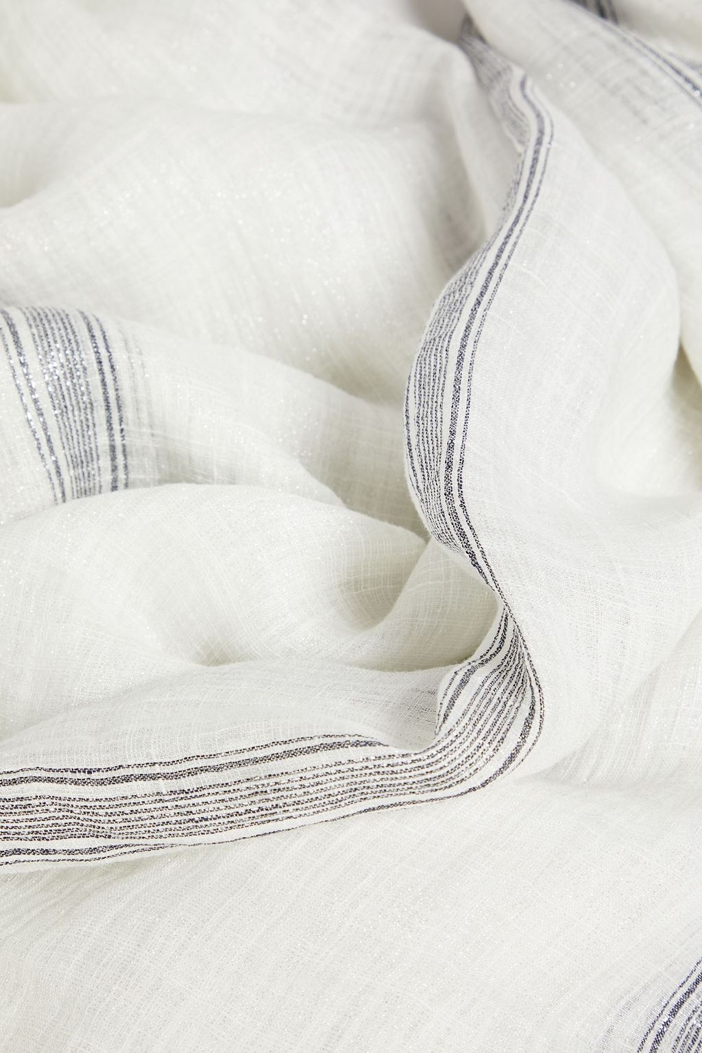 BRUNELLO CUCINELLI Metallic striped linen-blend gauze scarf