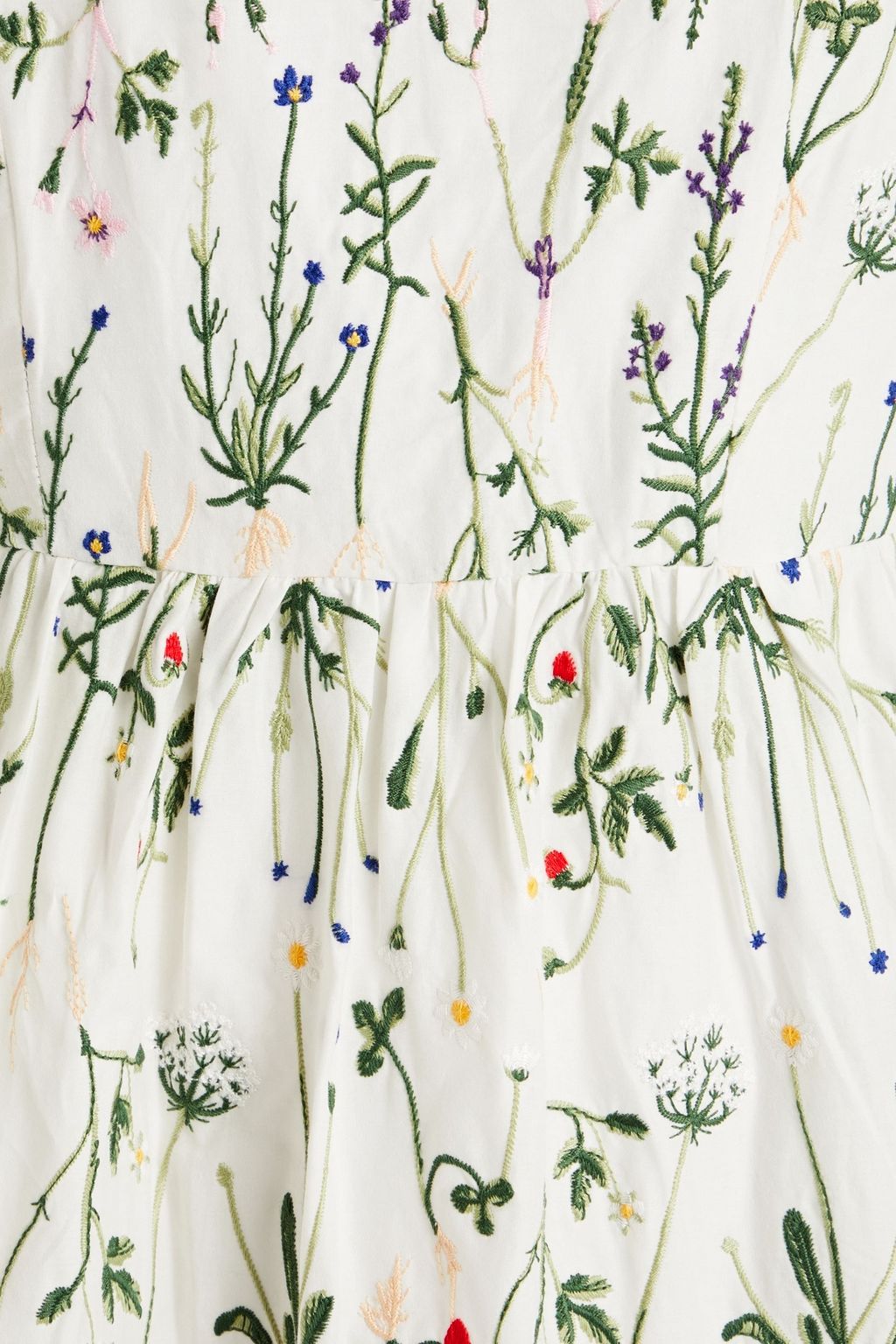 MEADOWS Bloom embroidered gathered cotton midi dress THE