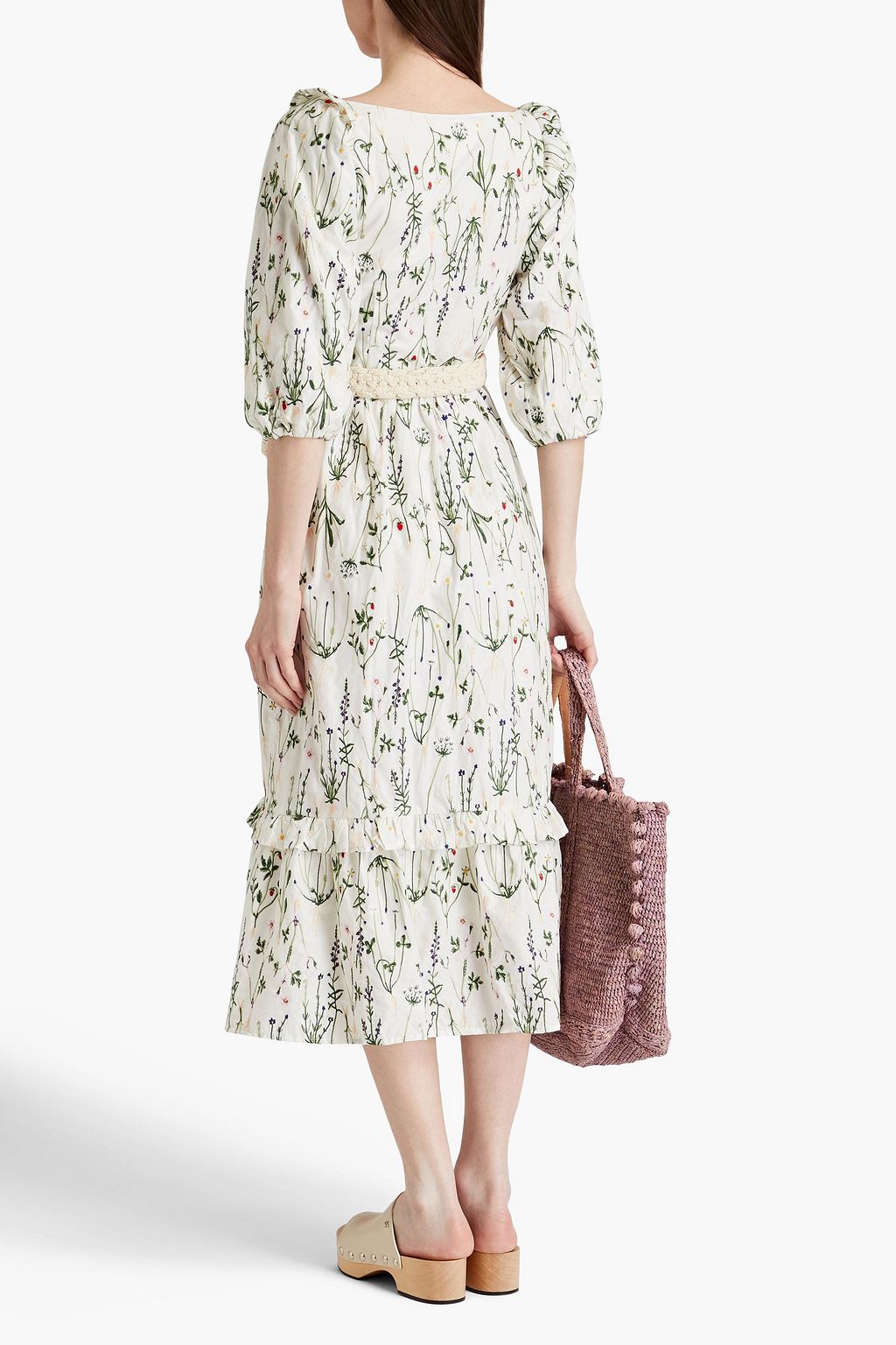 MEADOWS Bloom embroidered gathered cotton midi dress THE