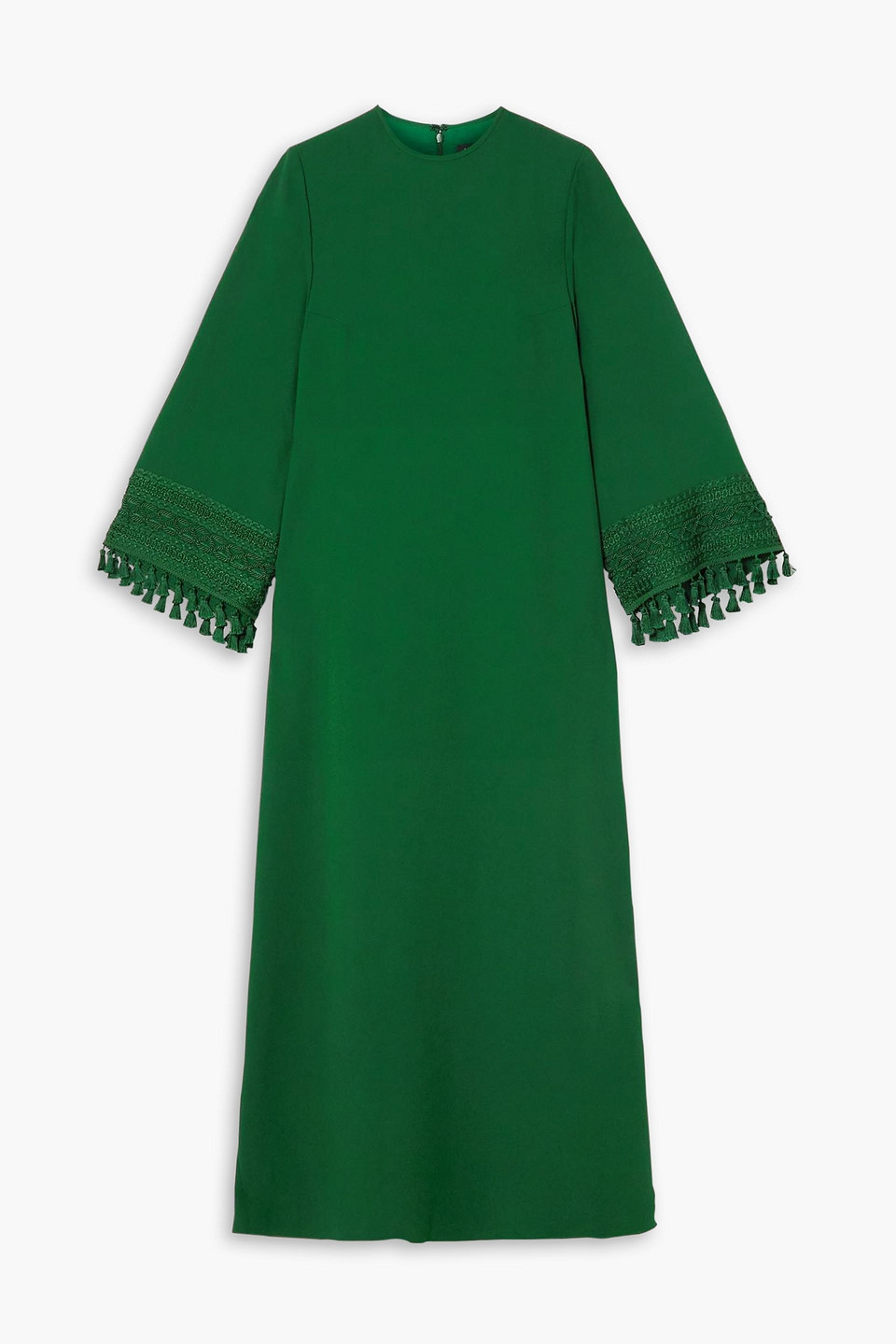 Andrew Gn Tasseled Crepe Gown In Green