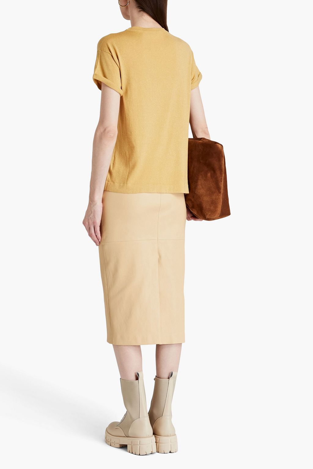 BRUNELLO CUCINELLI Leather midi pencil skirt