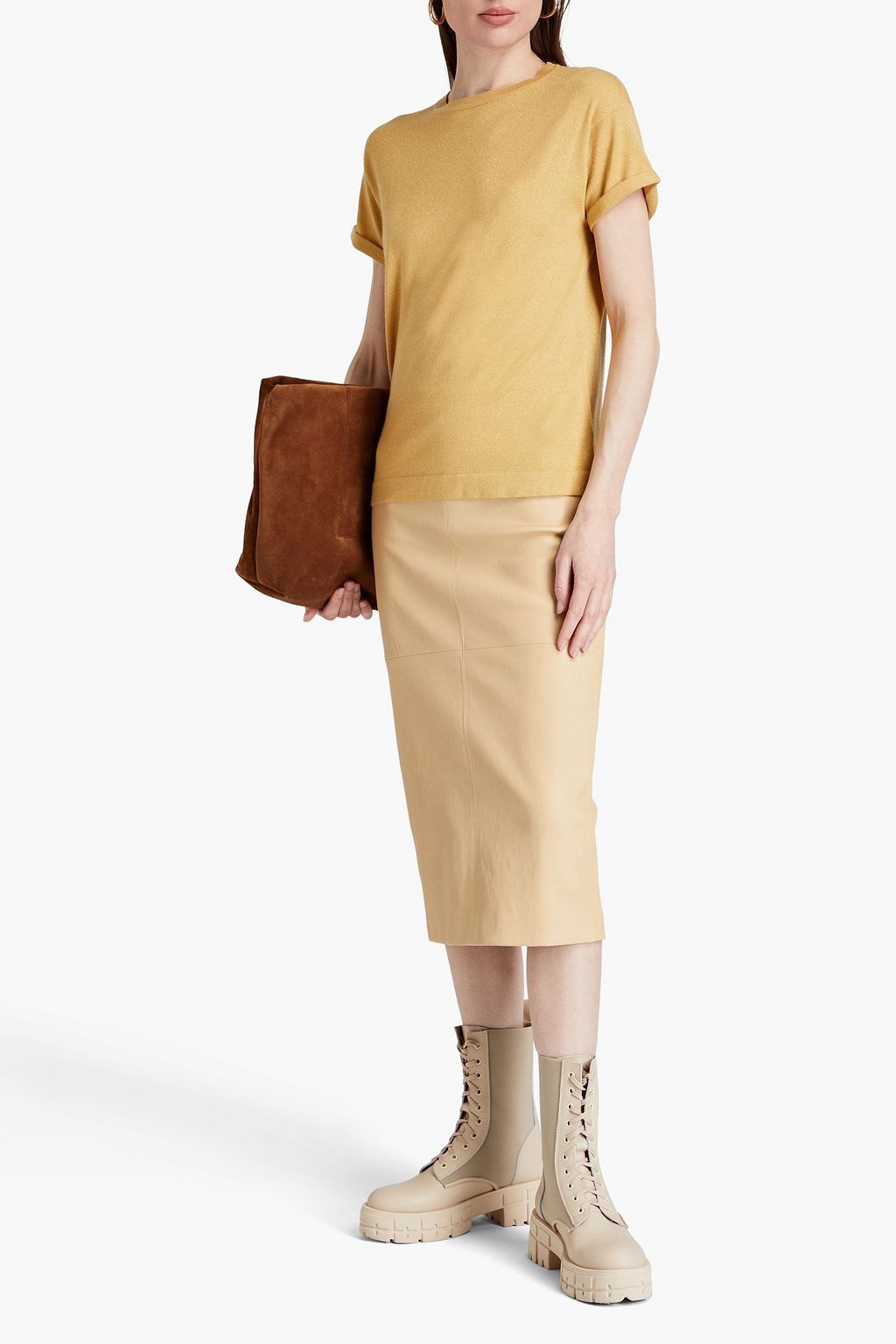 BRUNELLO CUCINELLI Leather midi pencil skirt