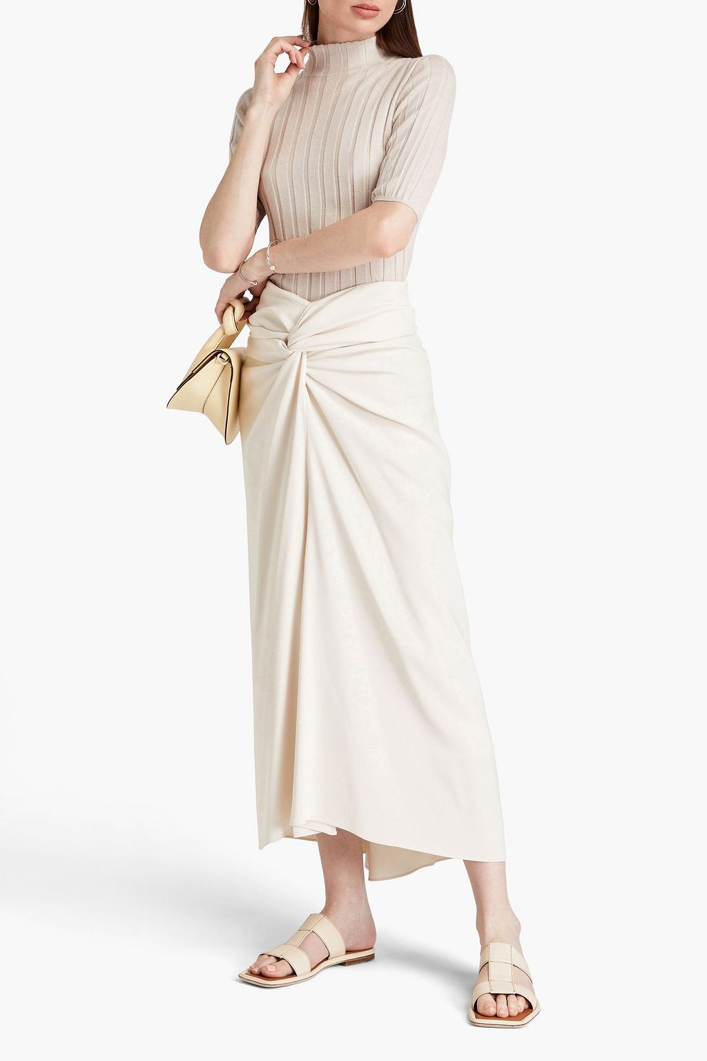 BRUNELLO CUCINELLI Twisted crepe midi skirt