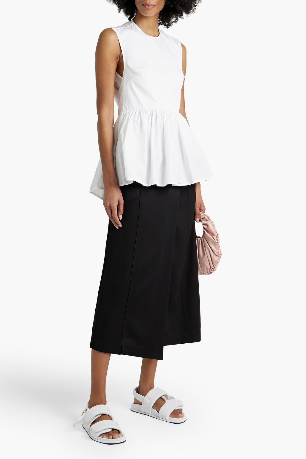 CECILIE BAHNSEN Ea tie-back cotton-poplin peplum top